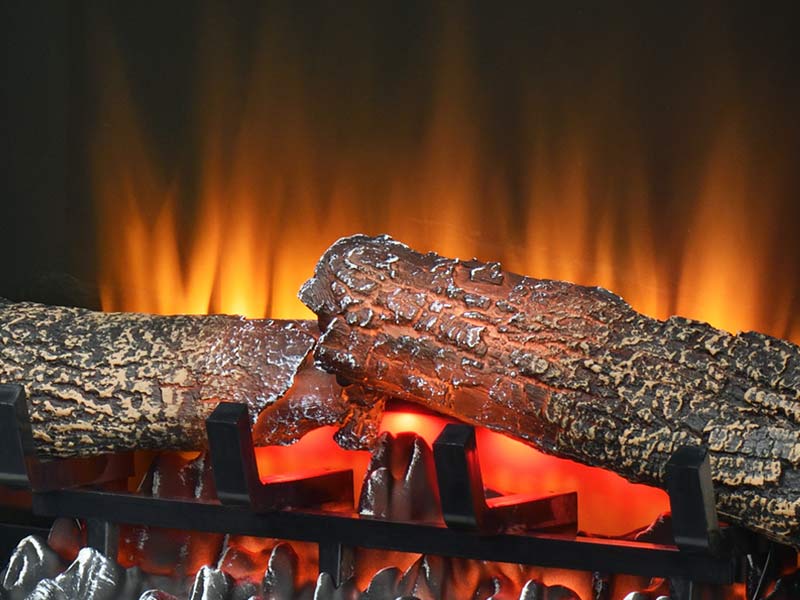 Zoom sur les flammes de l'insert LED XHD Firebox Optiflame