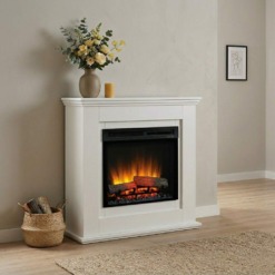 Cheminée électrique Unity dans une ambiance décorative minimaliste