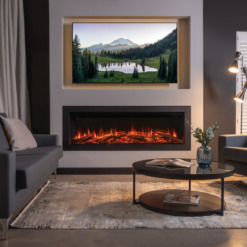 Cheminée électrique encastrable Onyx Avita avec son cadre Edge XL