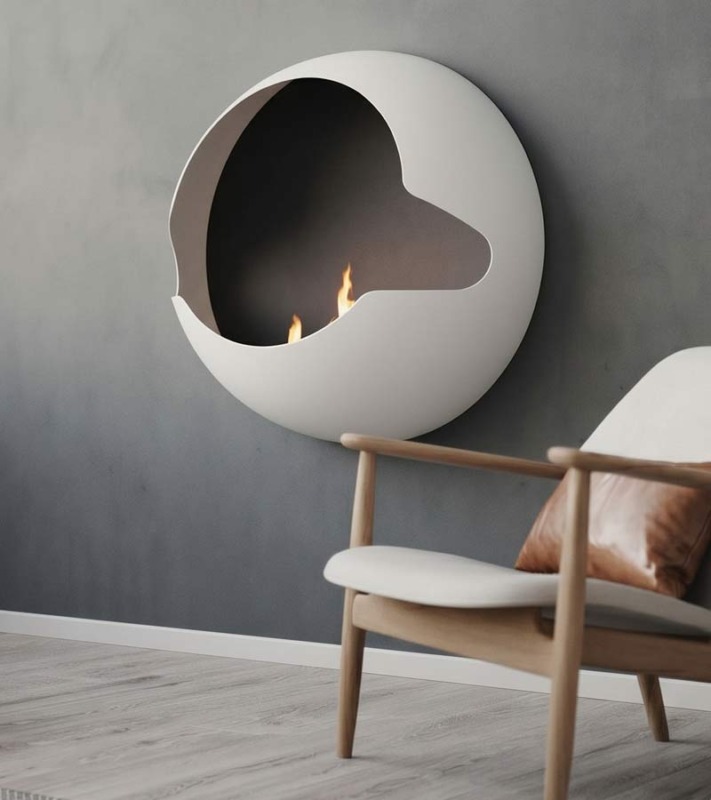 Cheminée murale au bioéthanol Vauni Cupola White