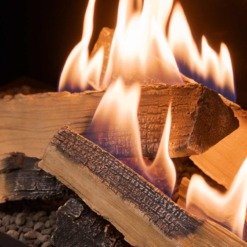 Vue rapprochée sur les flammes du brûleur Flogs