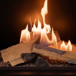 Vue rapprochée sur les flammes du brûleur Flogs
