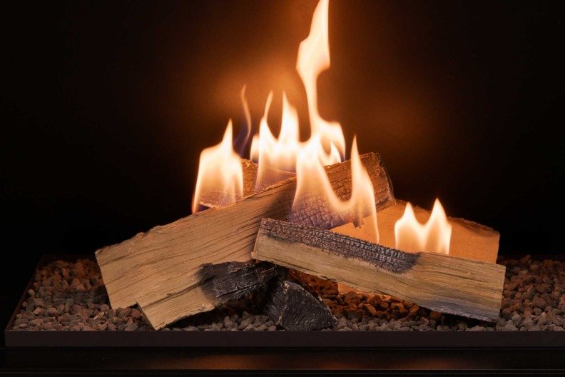 Vue rapprochée sur les flammes du brûleur Flogs