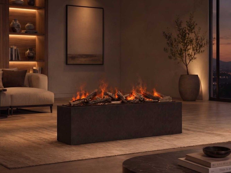 Idée d'ambiance avec le foyer encastrable Optimyst Dimplex Triton
