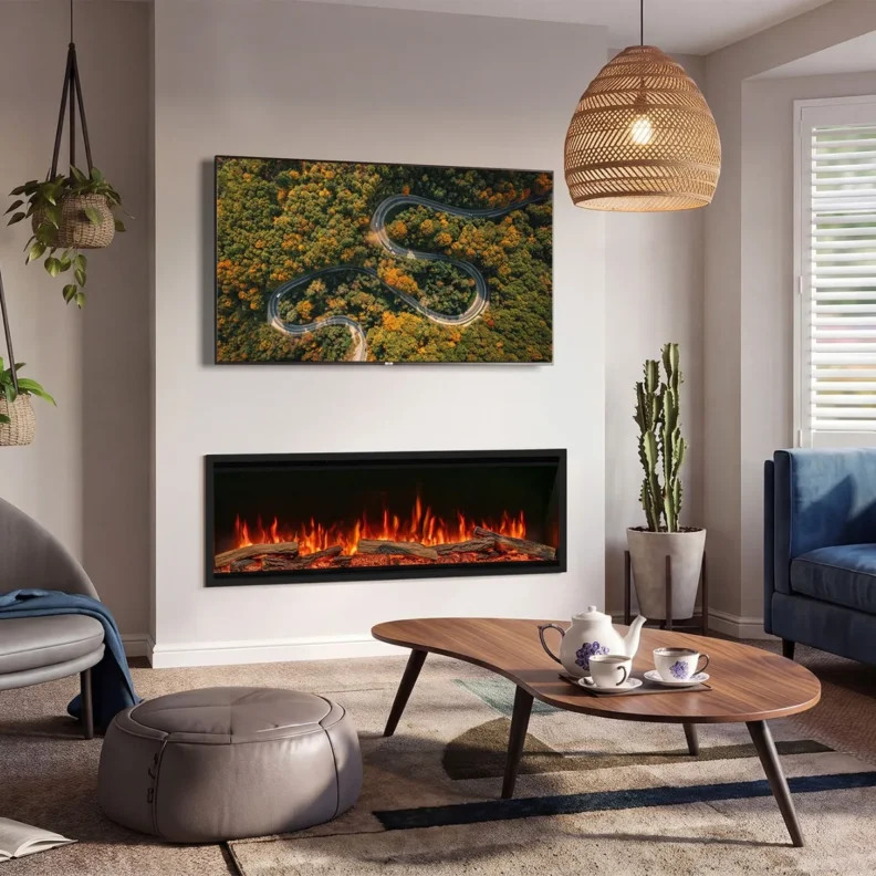 Cheminée électrique encastrable Atmos Deep dans un salon